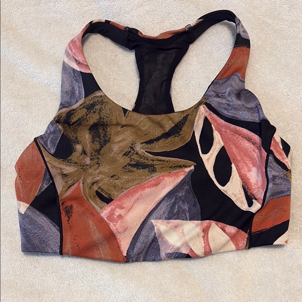 Pink Purple Colorful Abstract Print Sports Bra